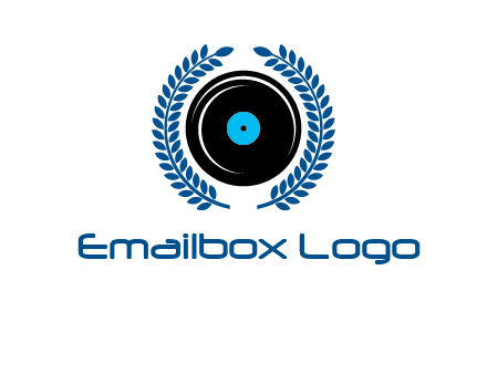 music disk inside laurel wreath logo