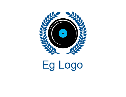 music disk inside laurel wreath logo