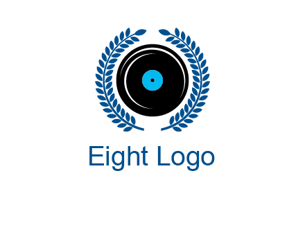 music disk inside laurel wreath logo