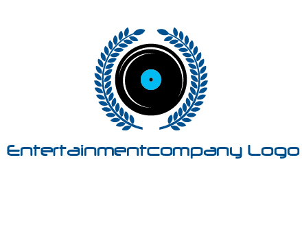 music disk inside laurel wreath logo