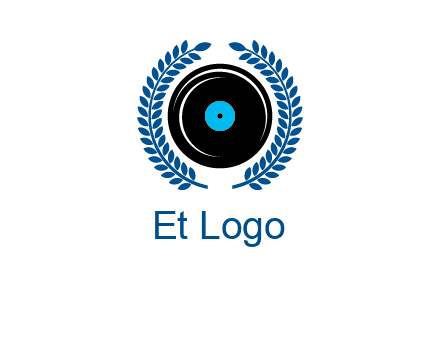 music disk inside laurel wreath logo