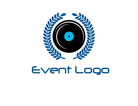 music disk inside laurel wreath logo