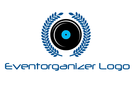 music disk inside laurel wreath logo