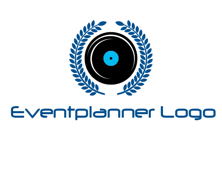 music disk inside laurel wreath logo