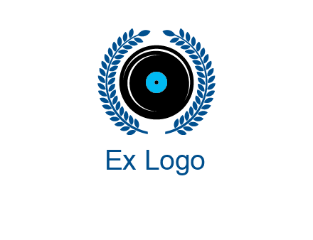 music disk inside laurel wreath logo
