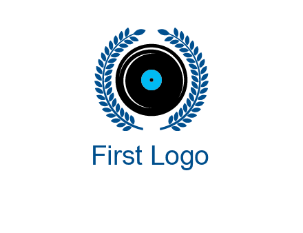 music disk inside laurel wreath logo