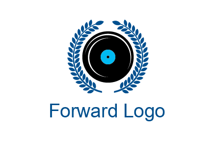 music disk inside laurel wreath logo