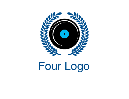 music disk inside laurel wreath logo