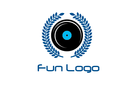 music disk inside laurel wreath logo
