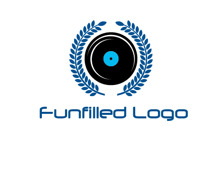 music disk inside laurel wreath logo