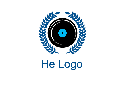 music disk inside laurel wreath logo