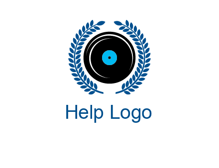 music disk inside laurel wreath logo