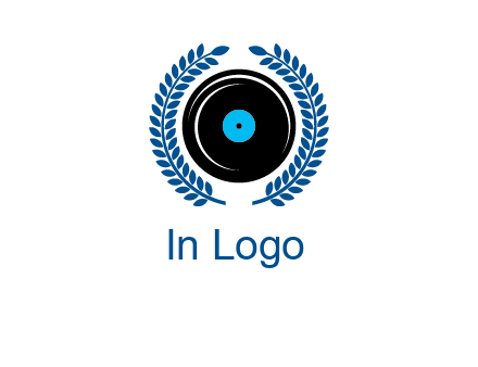 music disk inside laurel wreath logo