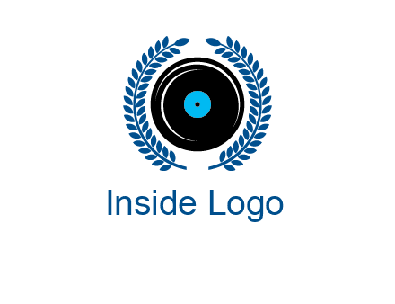 music disk inside laurel wreath logo