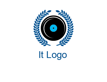 music disk inside laurel wreath logo
