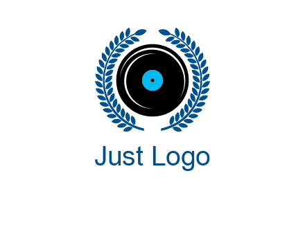 music disk inside laurel wreath logo