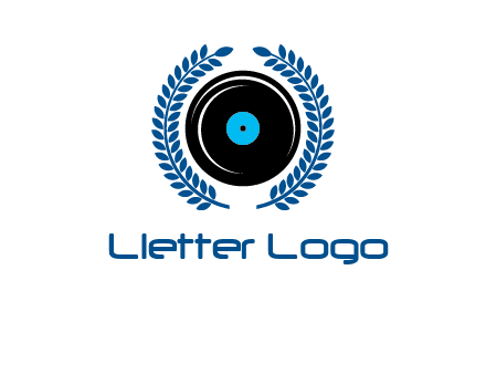 music disk inside laurel wreath logo