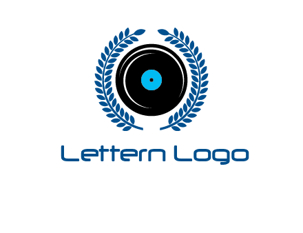 music disk inside laurel wreath logo