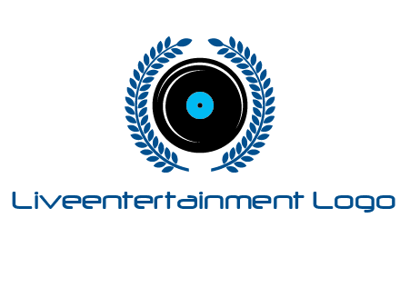 music disk inside laurel wreath logo