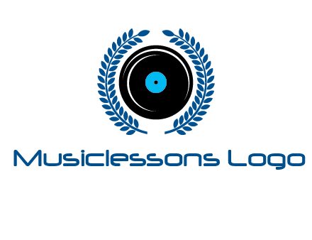 music disk inside laurel wreath logo