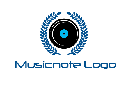 music disk inside laurel wreath logo