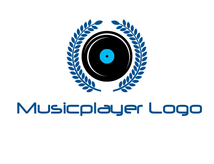 music disk inside laurel wreath logo