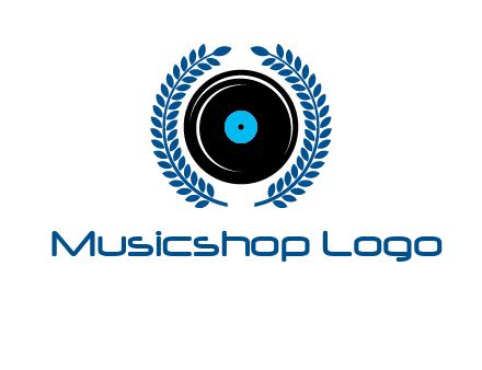 music disk inside laurel wreath logo