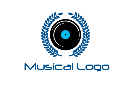 music disk inside laurel wreath logo