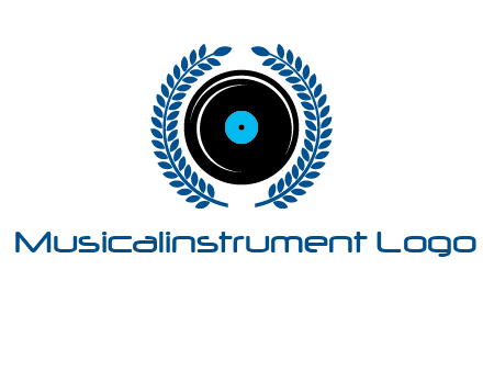 music disk inside laurel wreath logo