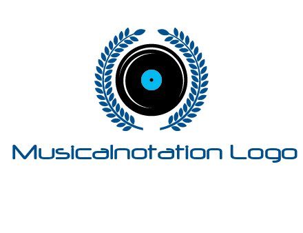music disk inside laurel wreath logo