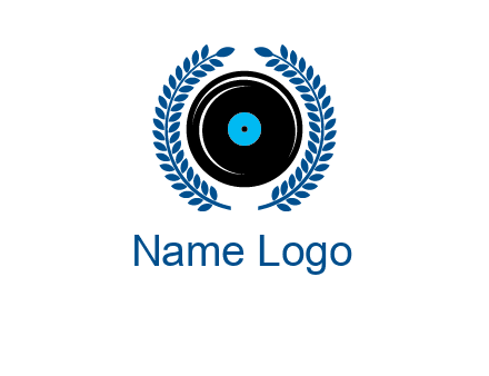 music disk inside laurel wreath logo