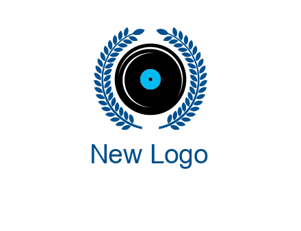 music disk inside laurel wreath logo