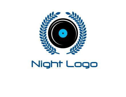 music disk inside laurel wreath logo