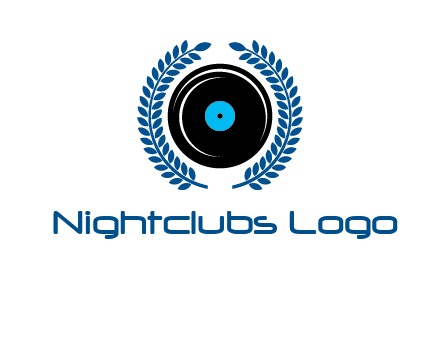 music disk inside laurel wreath logo