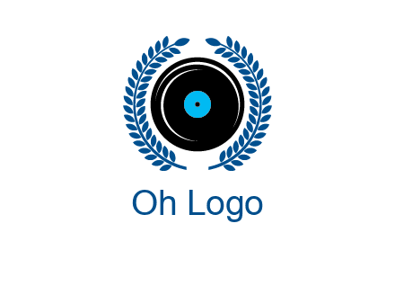 music disk inside laurel wreath logo