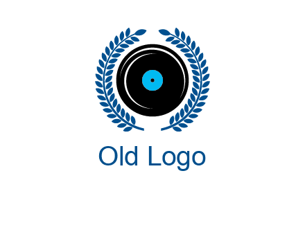 music disk inside laurel wreath logo
