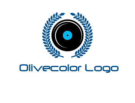 music disk inside laurel wreath logo