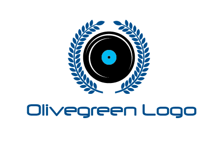 music disk inside laurel wreath logo