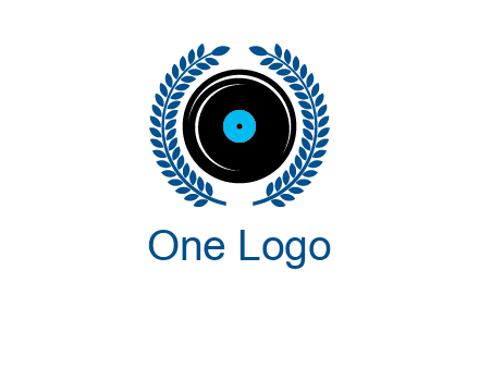 music disk inside laurel wreath logo