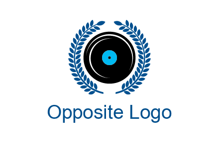 music disk inside laurel wreath logo