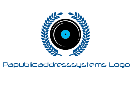 music disk inside laurel wreath logo