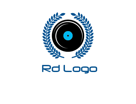 music disk inside laurel wreath logo