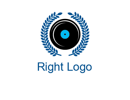 music disk inside laurel wreath logo