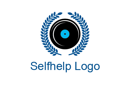 music disk inside laurel wreath logo