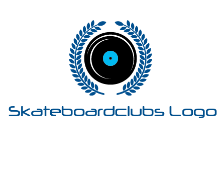 music disk inside laurel wreath logo