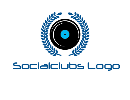 music disk inside laurel wreath logo