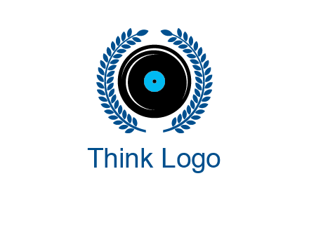 music disk inside laurel wreath logo