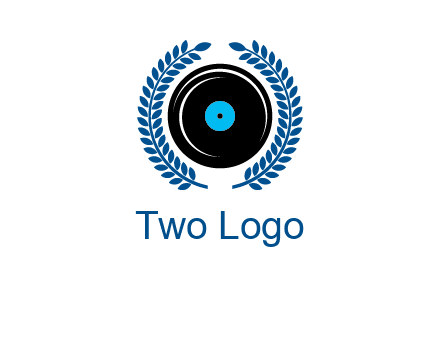 music disk inside laurel wreath logo