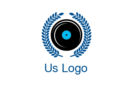 music disk inside laurel wreath logo