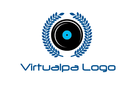 music disk inside laurel wreath logo